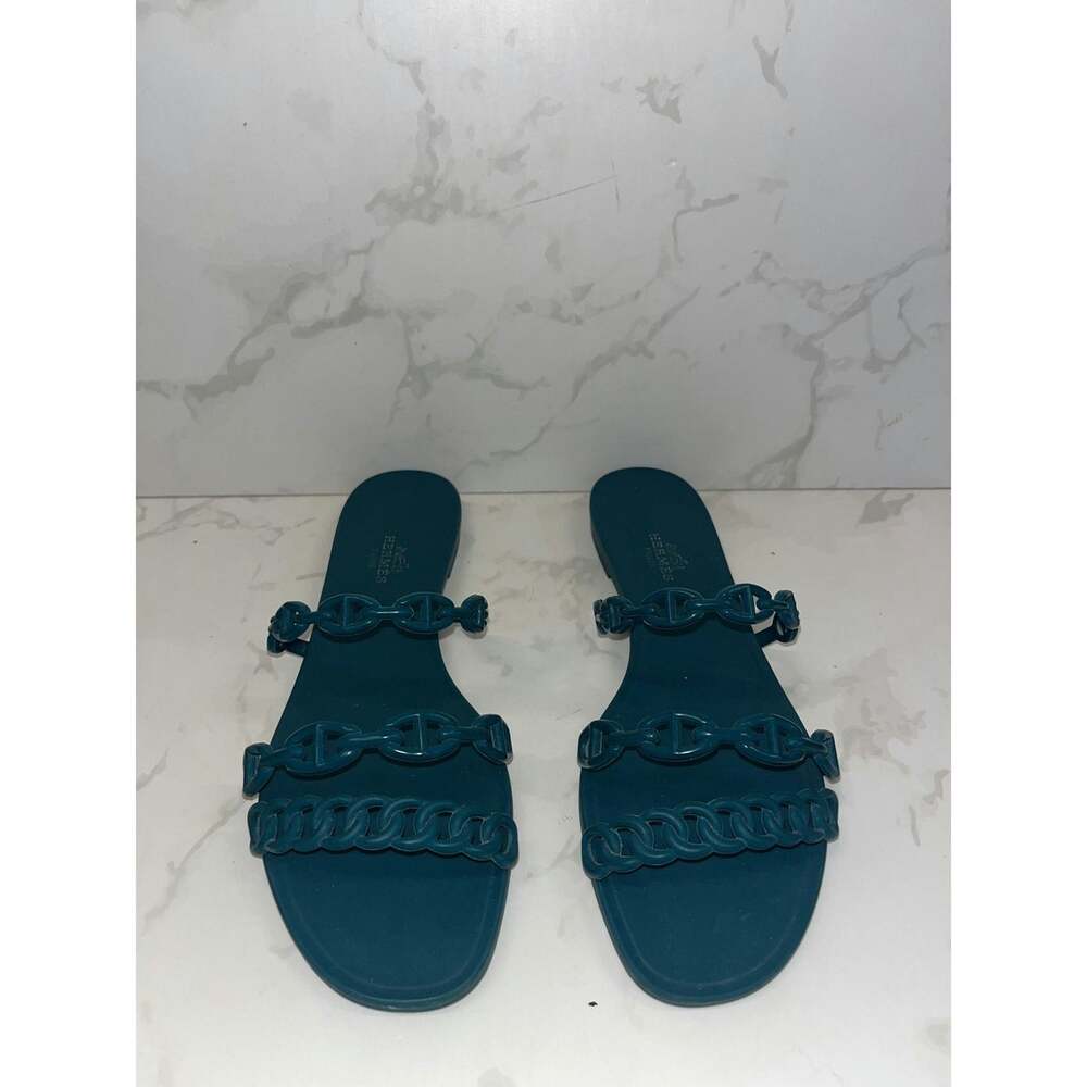 Hermes Blue Chain Link Sandals